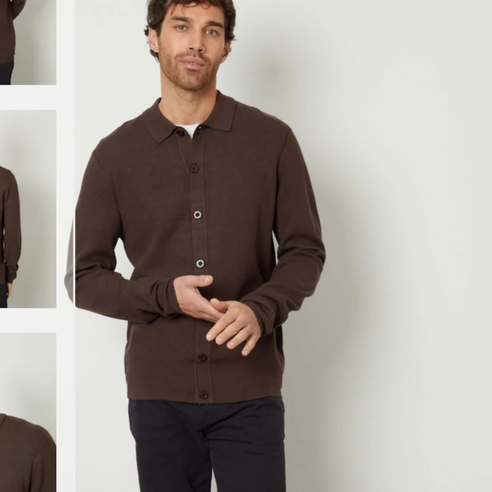 Threadbare Men's Classic Bone color Cardigan Sweater